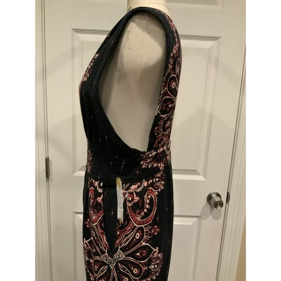 Free People Black, Red & White Paisley Print V-Neck Sleeveless Jumpsuit, Size S - Picture 5 of 8